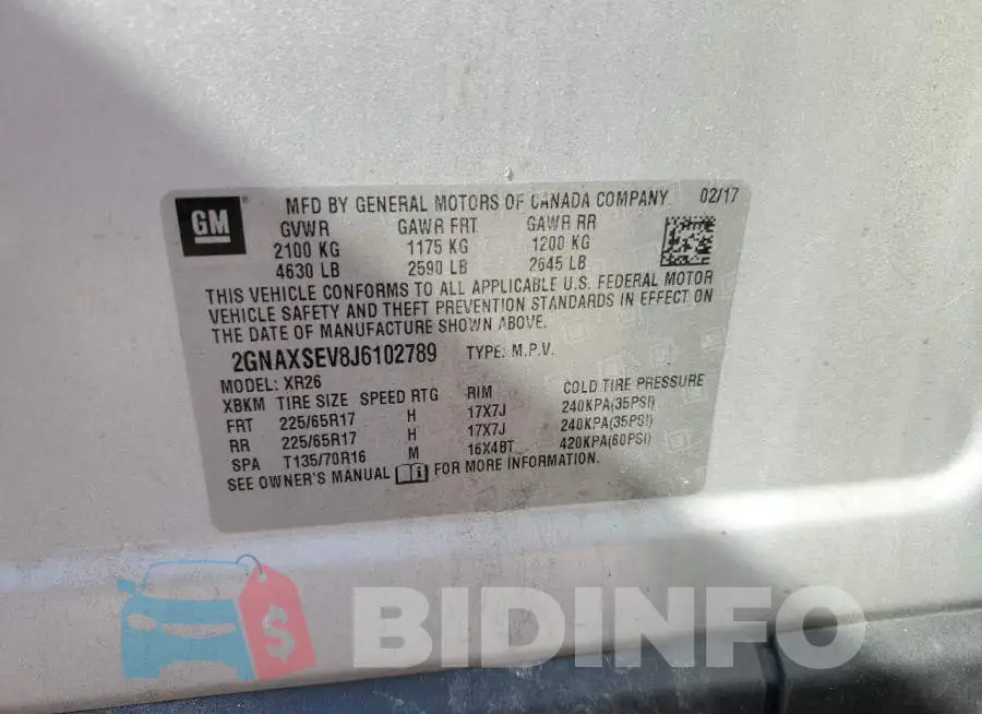 2GNAXSEV8J6102789 Photo# 13