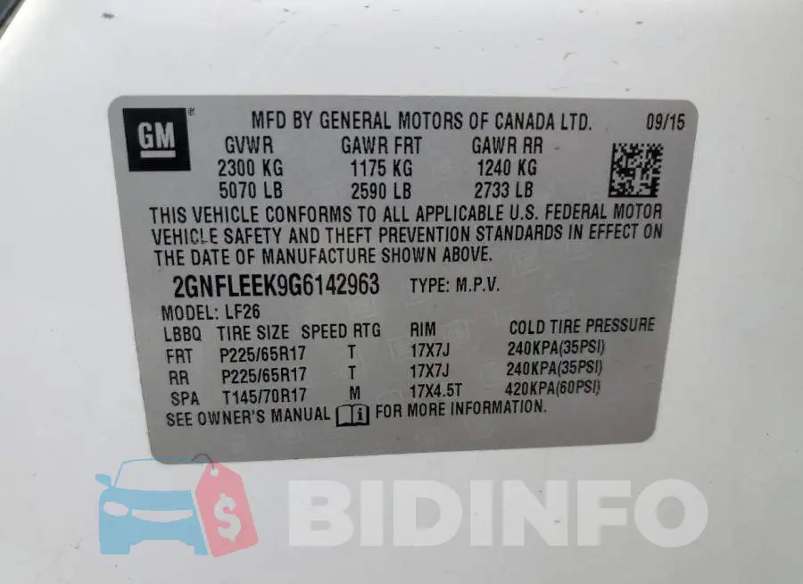2GNFLEEK9G6142963 Photo# 12