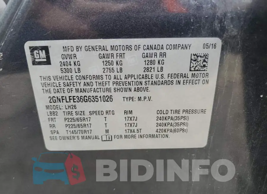 2GNFLFE36G6351026 Photo# 14