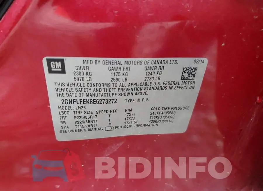2GNFLFEK8E6273272 Photo# 13