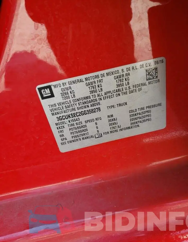 3GCUKSEC2GG358278 Photo# 13