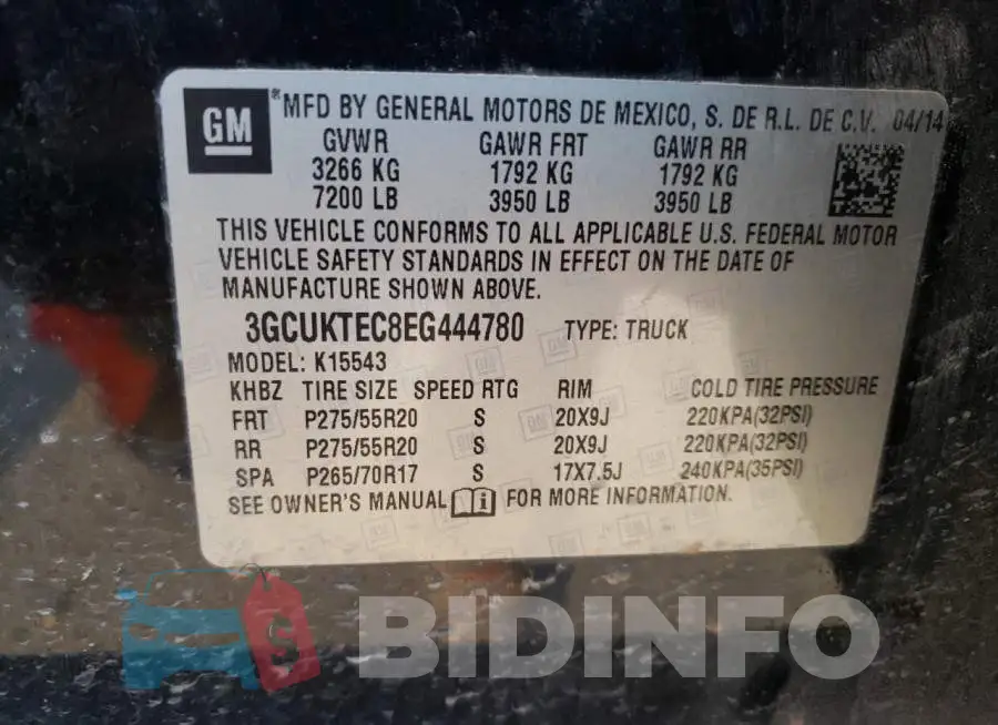 3GCUKTEC8EG444780 Photo# 12