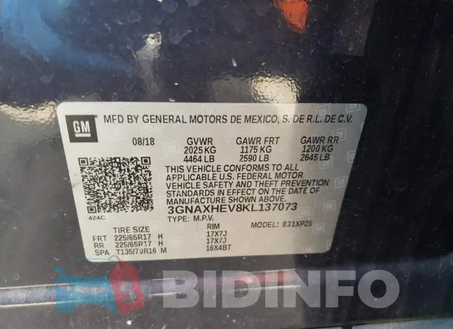 3GNAXHEV8KL137073 Photo# 13