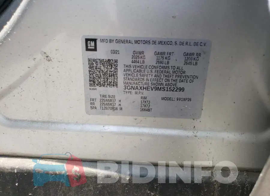 3GNAXHEV9MS152299 Photo# 13