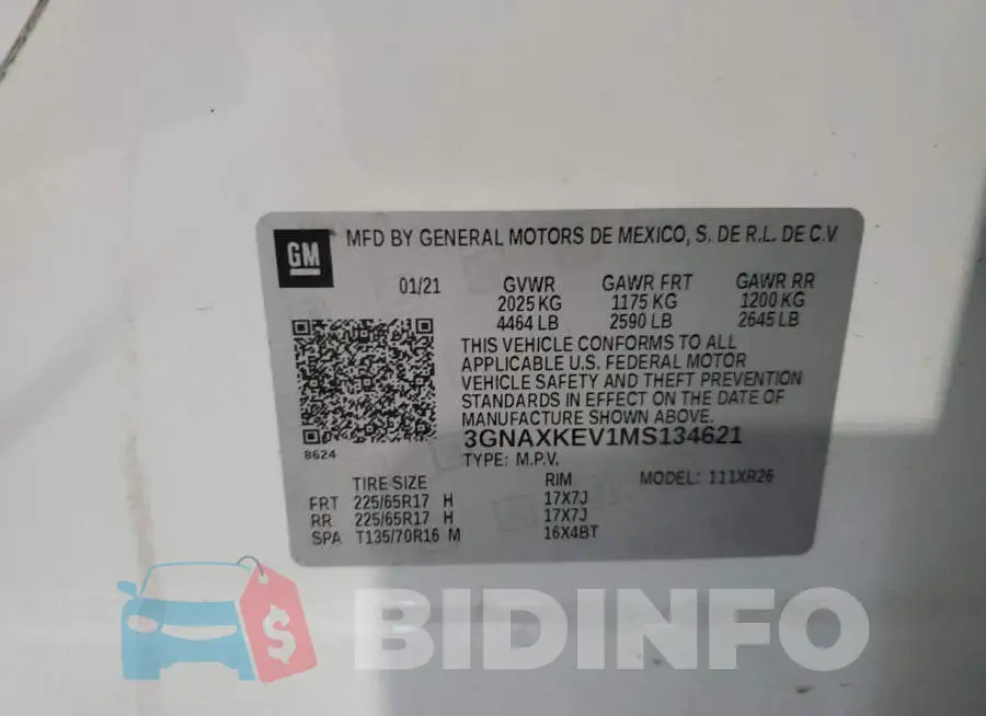 3GNAXKEV1MS134621 Photo# 13