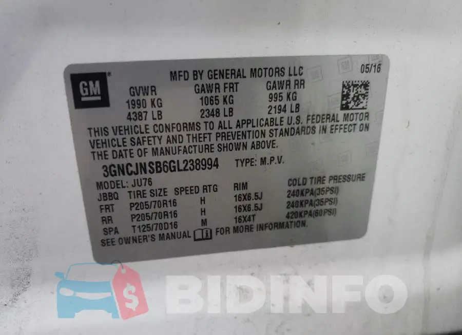 3GNCJNSB6GL238994 Photo# 12