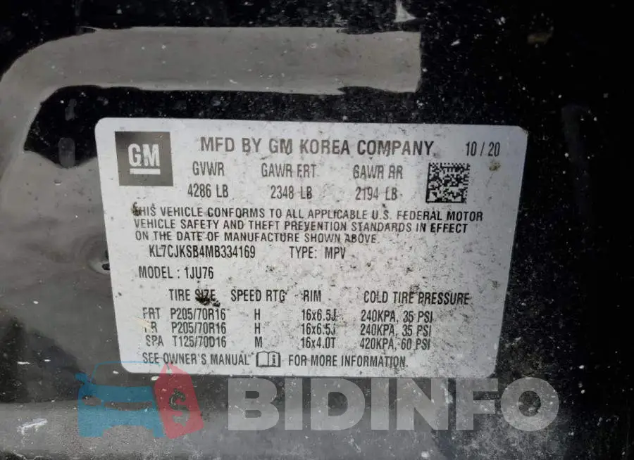 KL7CJKSB4MB334169 Photo# 12
