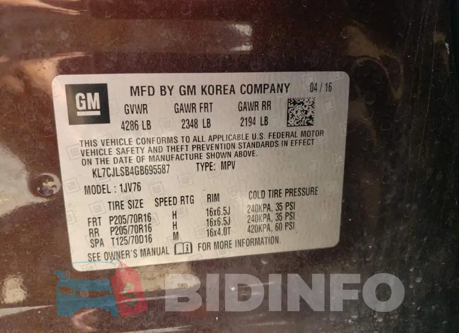 KL7CJLSB4GB695587 Photo# 13