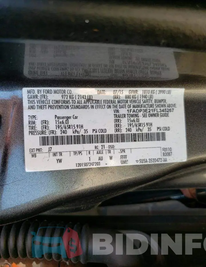 1FADP3E21FL345267 Photo# 12