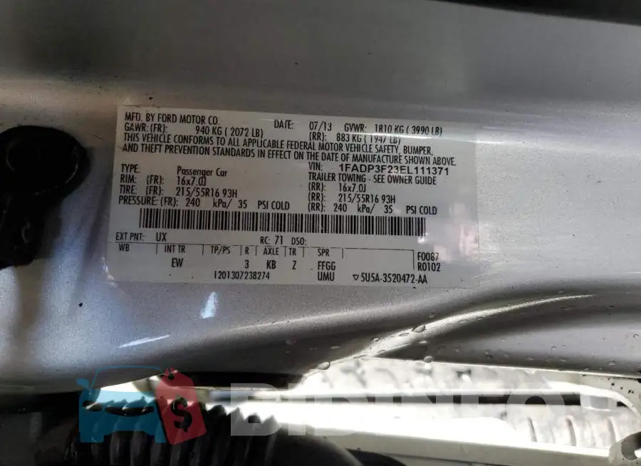 1FADP3F23EL111371 Photo# 12