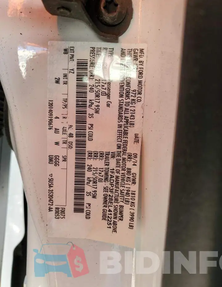 1FADP3F28EL412251 Photo# 13