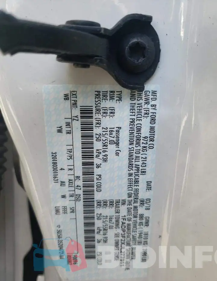 1FADP3F2XJL277011 Photo# 12