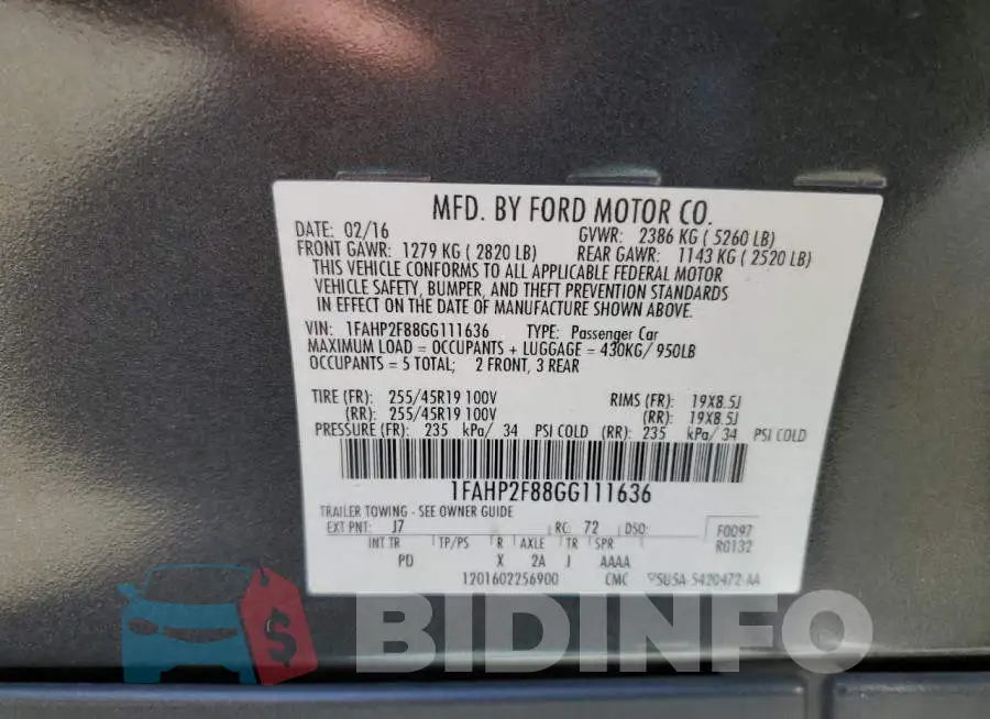 1FAHP2F88GG111636 Photo# 12