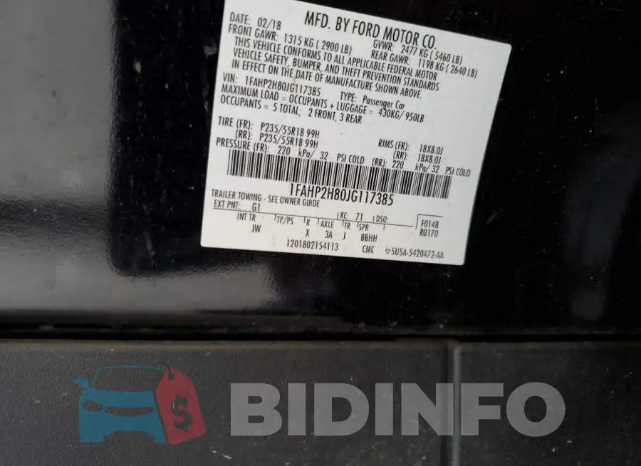 1FAHP2H80JG117385 Photo# 13