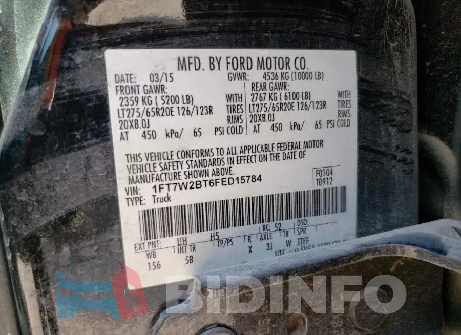 1FT7W2BT6FED15784 Photo# 12