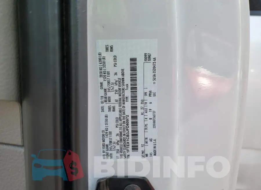 1FTEX1CB3JFD80972 Photo# 12