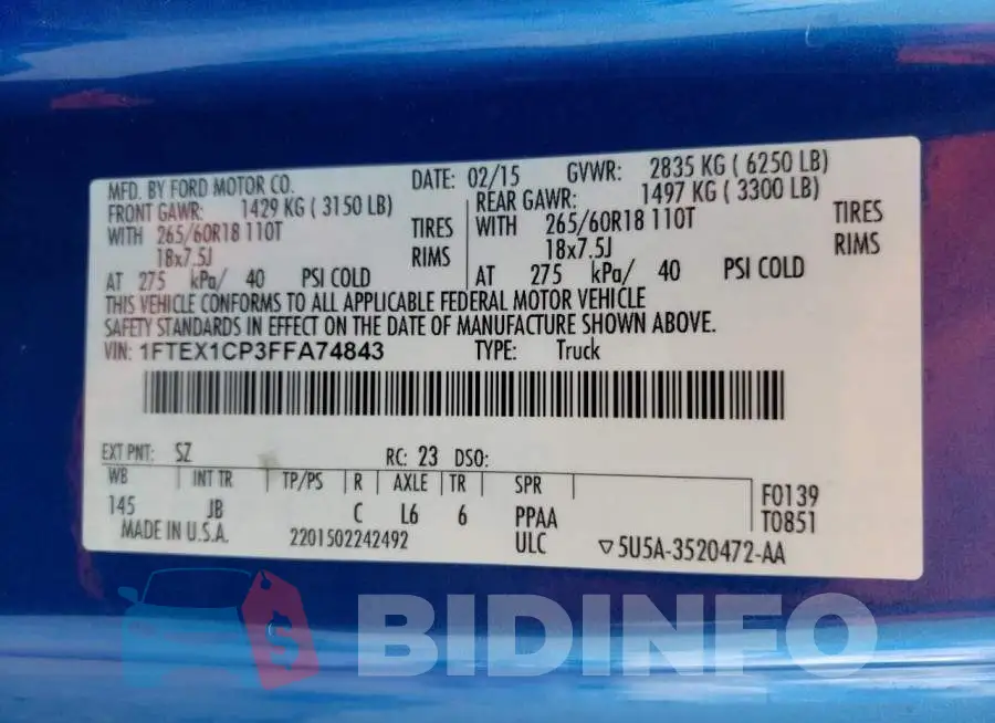 1FTEX1CP3FFA74843 Photo# 12