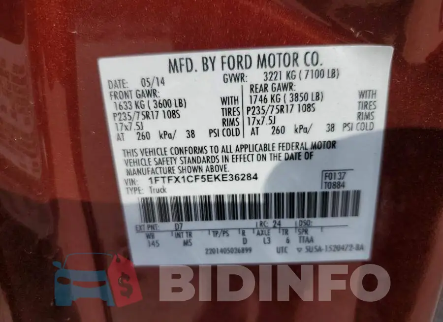 1FTFX1CF5EKE36284 Photo# 12
