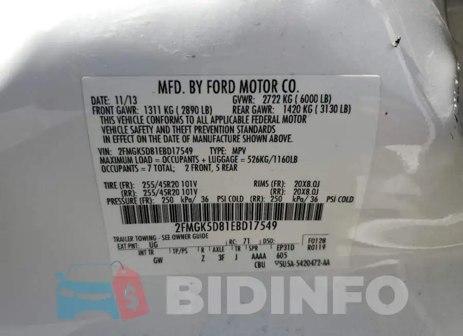 2FMGK5D81EBD17549 Photo# 14