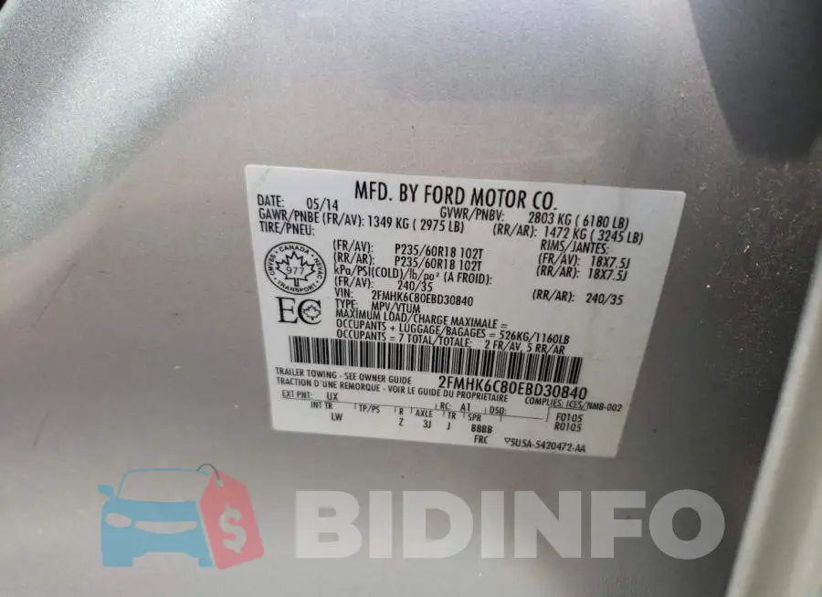 2FMHK6C80EBD30840 Photo# 13