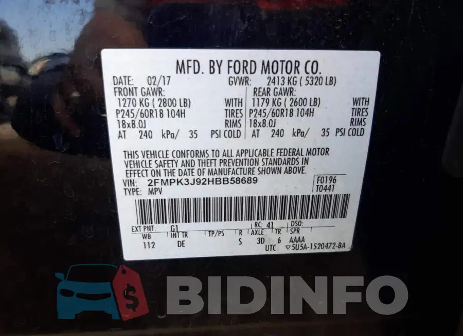 2FMPK3J92HBB58689 Photo# 13