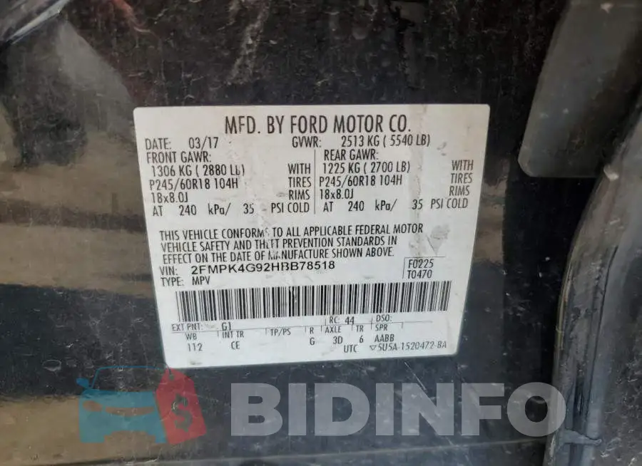 2FMPK4G92HBB78518 Photo# 12