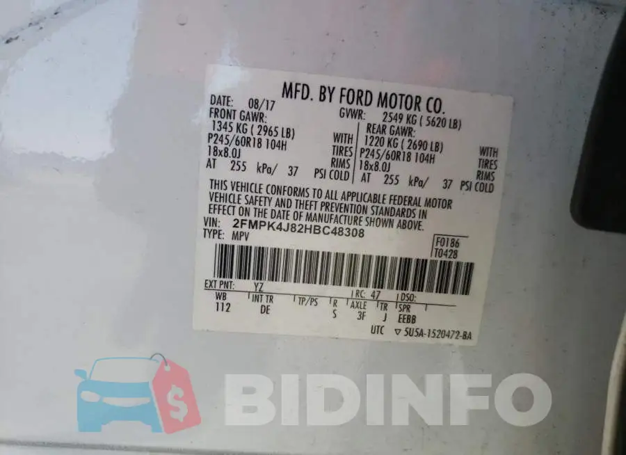 2FMPK4J82HBC48308 Photo# 13