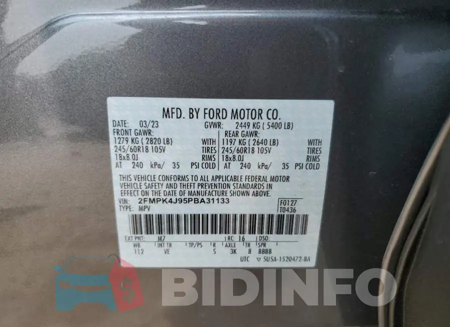 2FMPK4J95PBA31133 Photo# 13