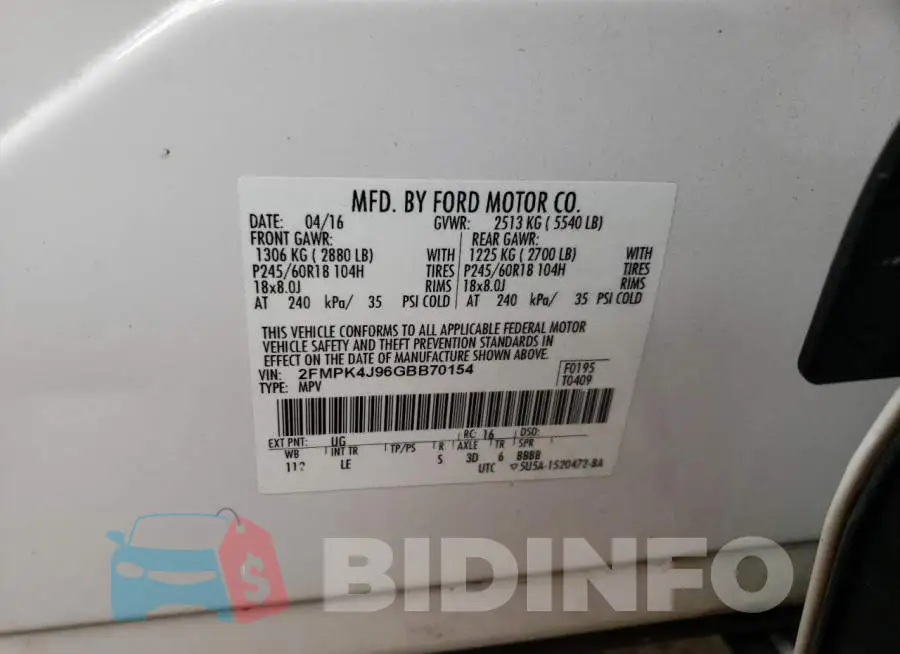 2FMPK4J96GBB70154 Photo# 13
