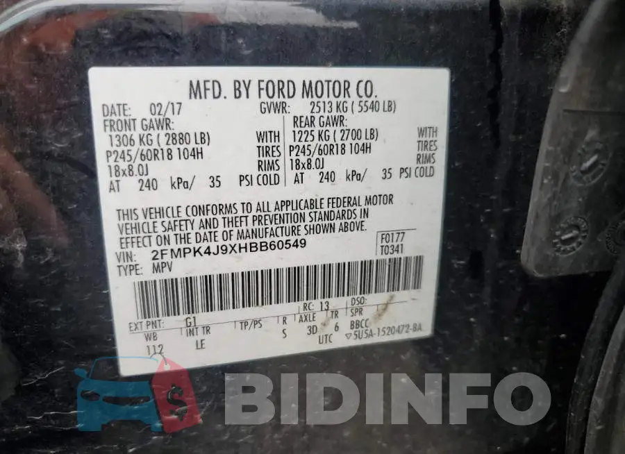 2FMPK4J9XHBB60549 Photo# 12