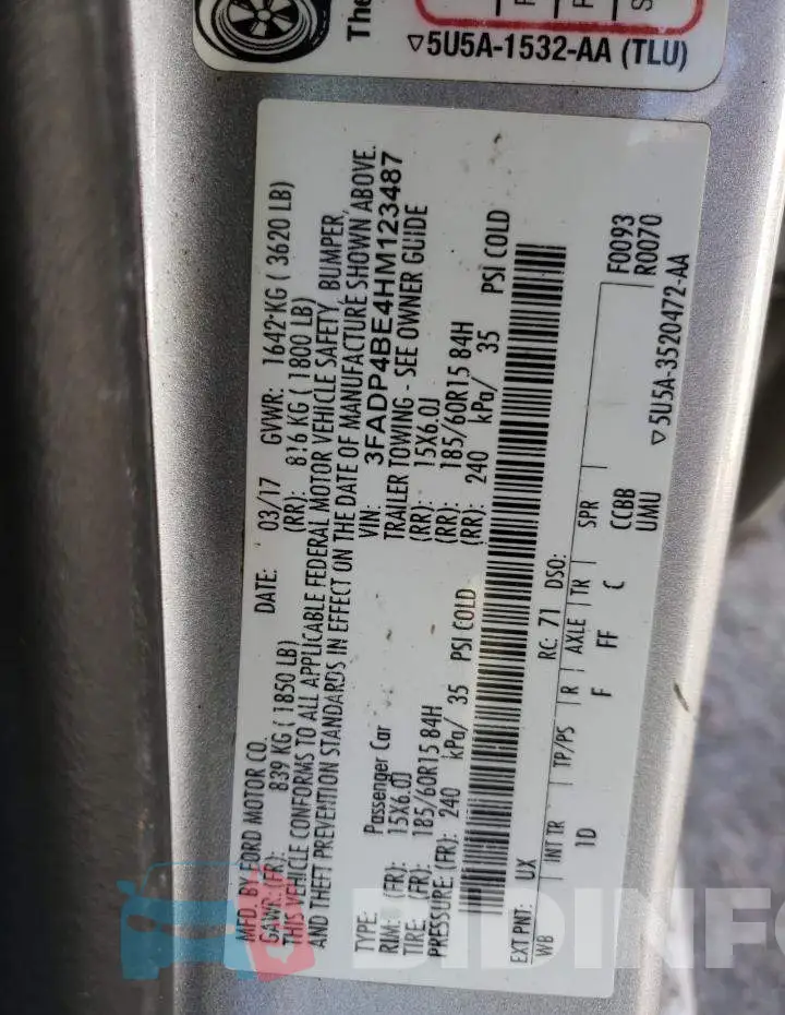 3FADP4BE4HM123487 Photo# 12