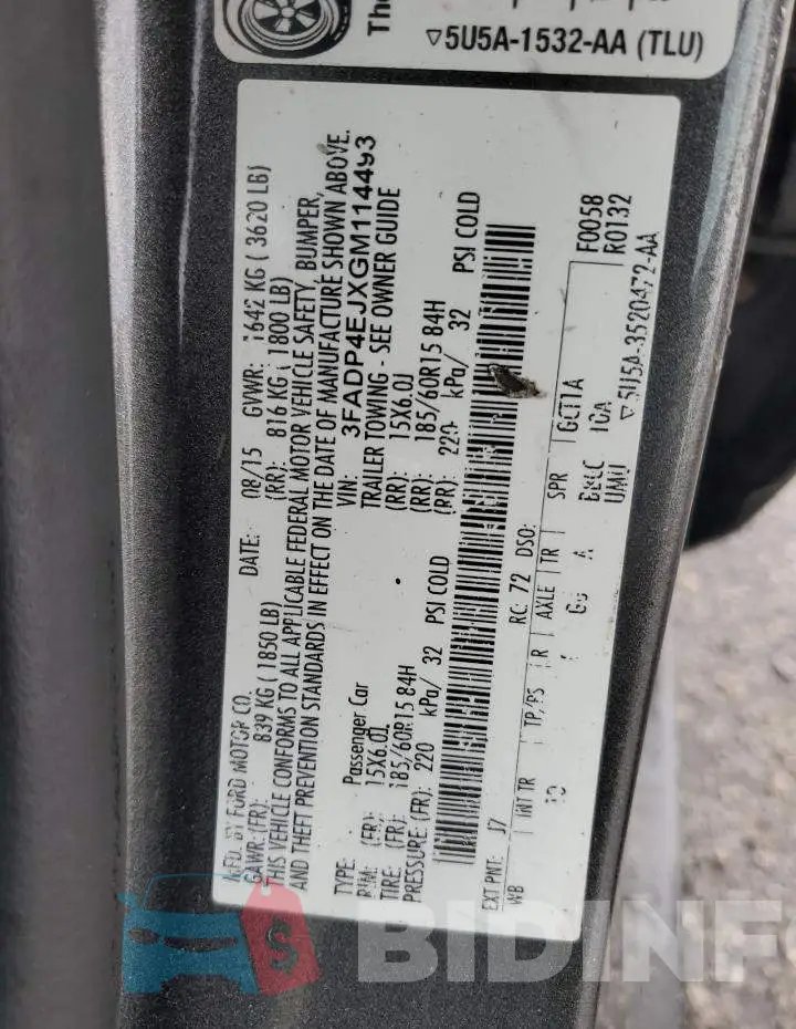 3FADP4EJXGM114493 Photo# 12