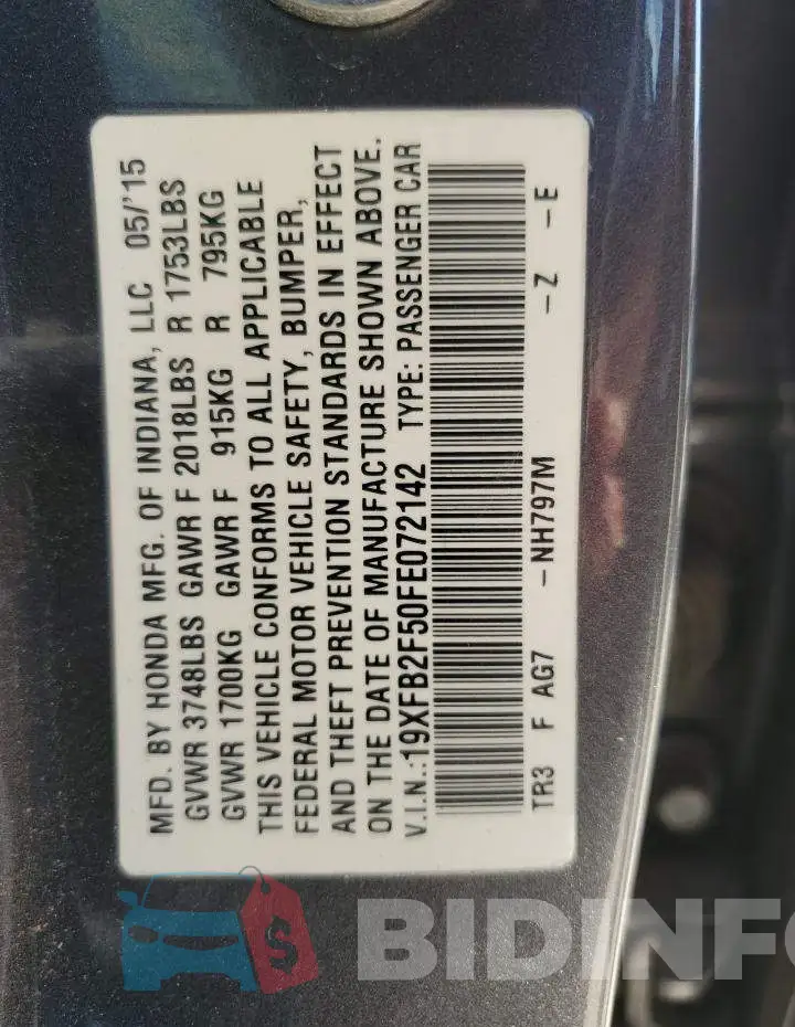 19XFB2F50FE072142 Photo# 12