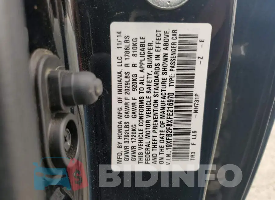 19XFB2F8XFE216970 Photo# 13