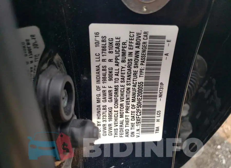 19XFC2F50HE200055 Photo# 12