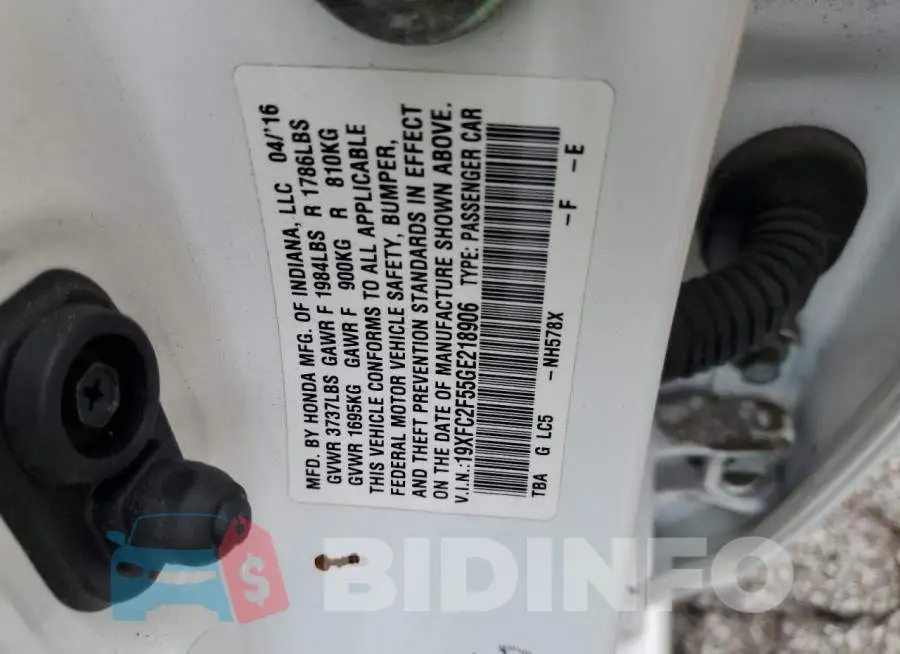 19XFC2F55GE218906 Photo# 12