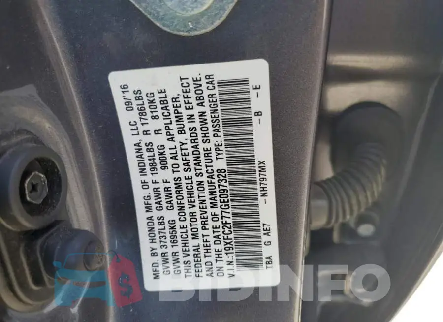 19XFC2F77GE097328 Photo# 12