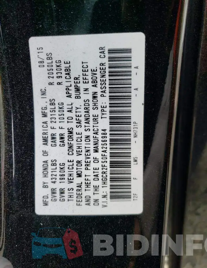 1HGCR2F50FA256984 Photo# 12