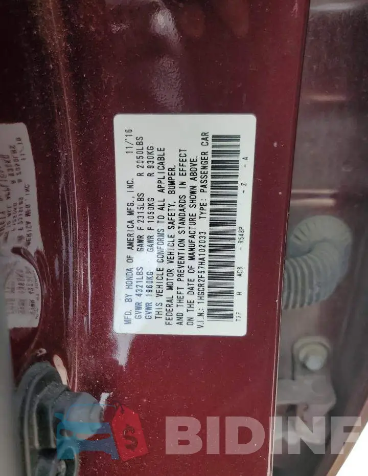 1HGCR2F57HA102033 Photo# 12