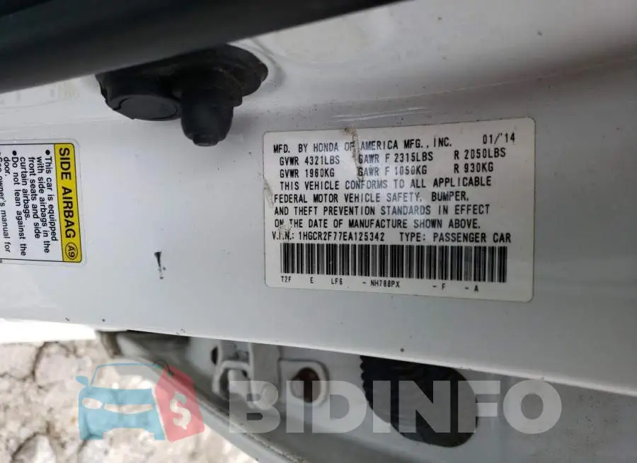 1HGCR2F77EA125342 Photo# 12