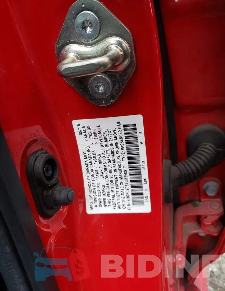 2HGFC2F57GH550917 Photo# 12