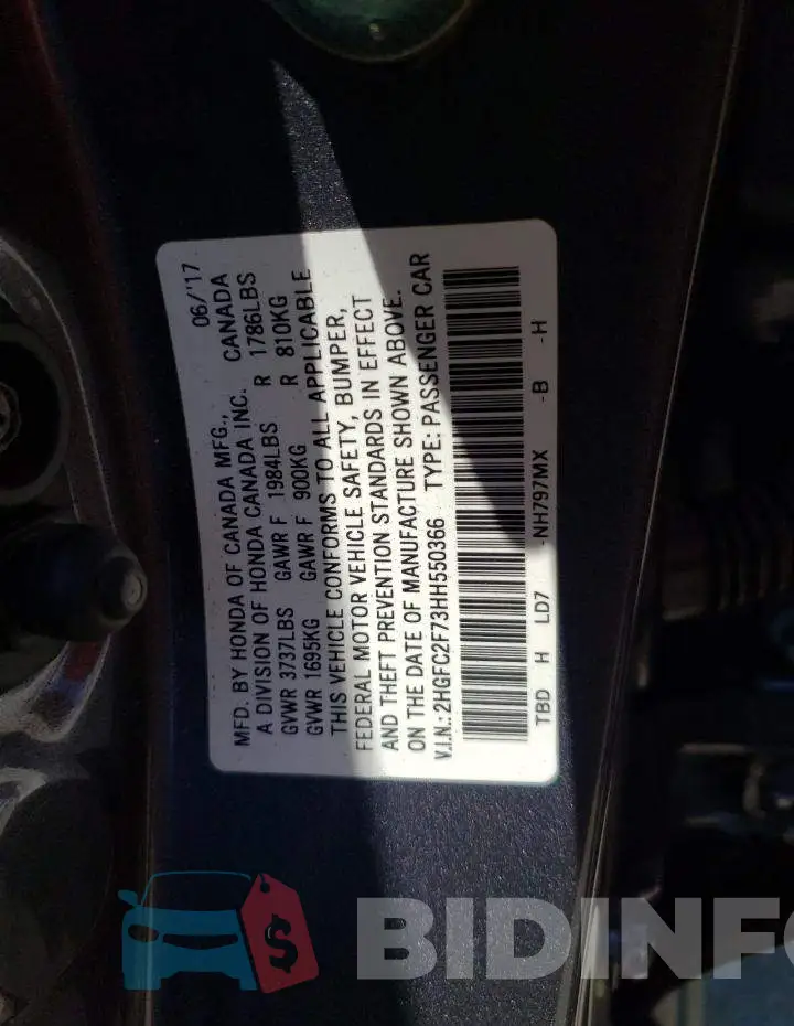 2HGFC2F73HH550366 Photo# 12