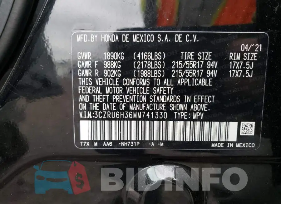 3CZRU6H36MM741330 Photo# 13