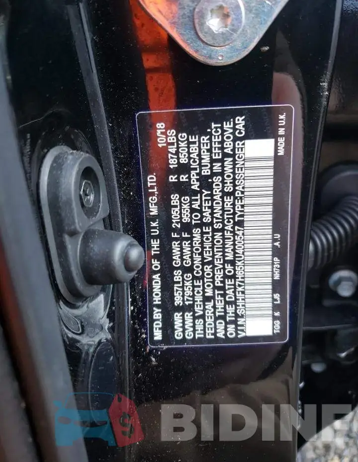 SHHFK7H65KU400547 Photo# 12
