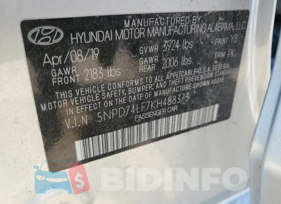 5NPD74LF7KH488373 Photo# 13