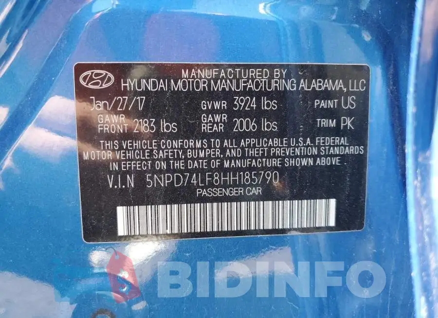 5NPD74LF8HH185790 Photo# 12