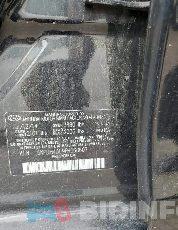 5NPDH4AE9FH560607 Photo# 13