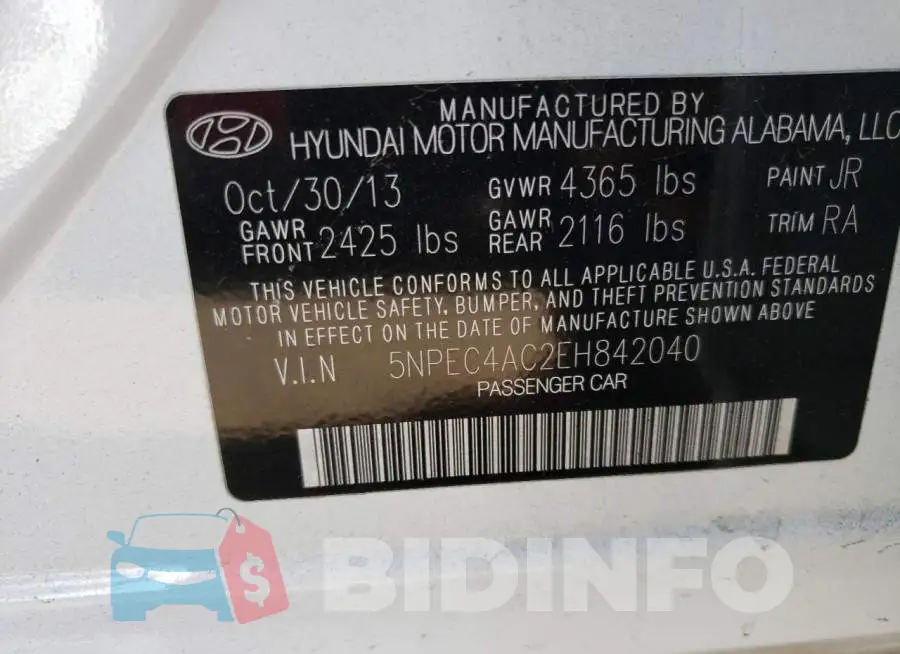 5NPEC4AC2EH842040 Photo# 13