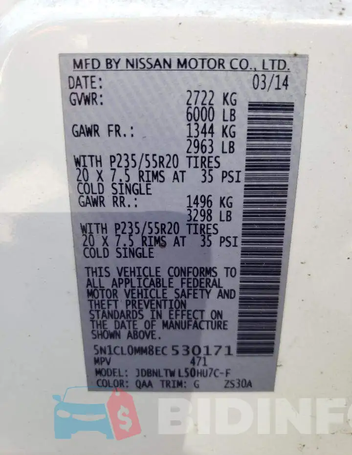 5N1CL0MM8EC530171 Photo# 13