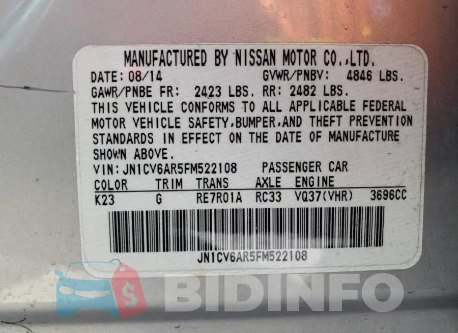 JN1CV6AR5FM522108 Photo# 12